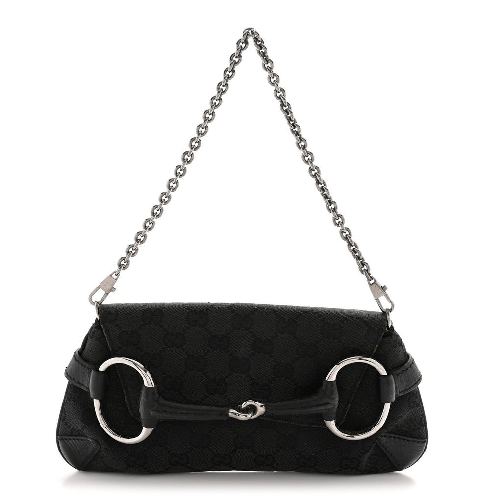 Monogram Horsebit Chain Clutch Black