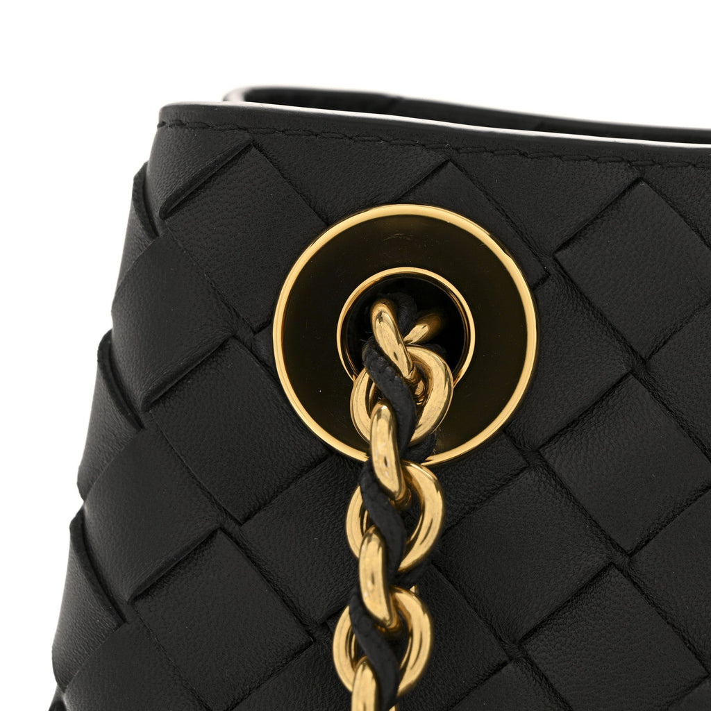 Nappa Intrecciato Small Andiamo With Chain Shoulder Bag Black