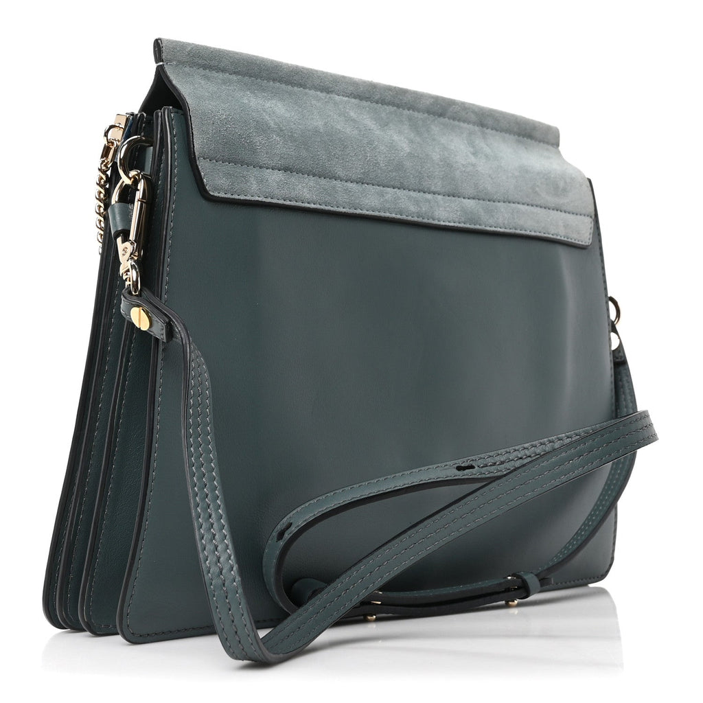 Suede Calfskin Medium Faye Shoulder Bag Cloudy Blue