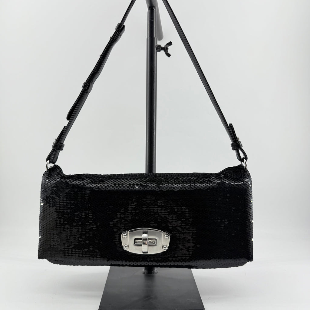 Miu Miu Black Embellished Shoulder Bag