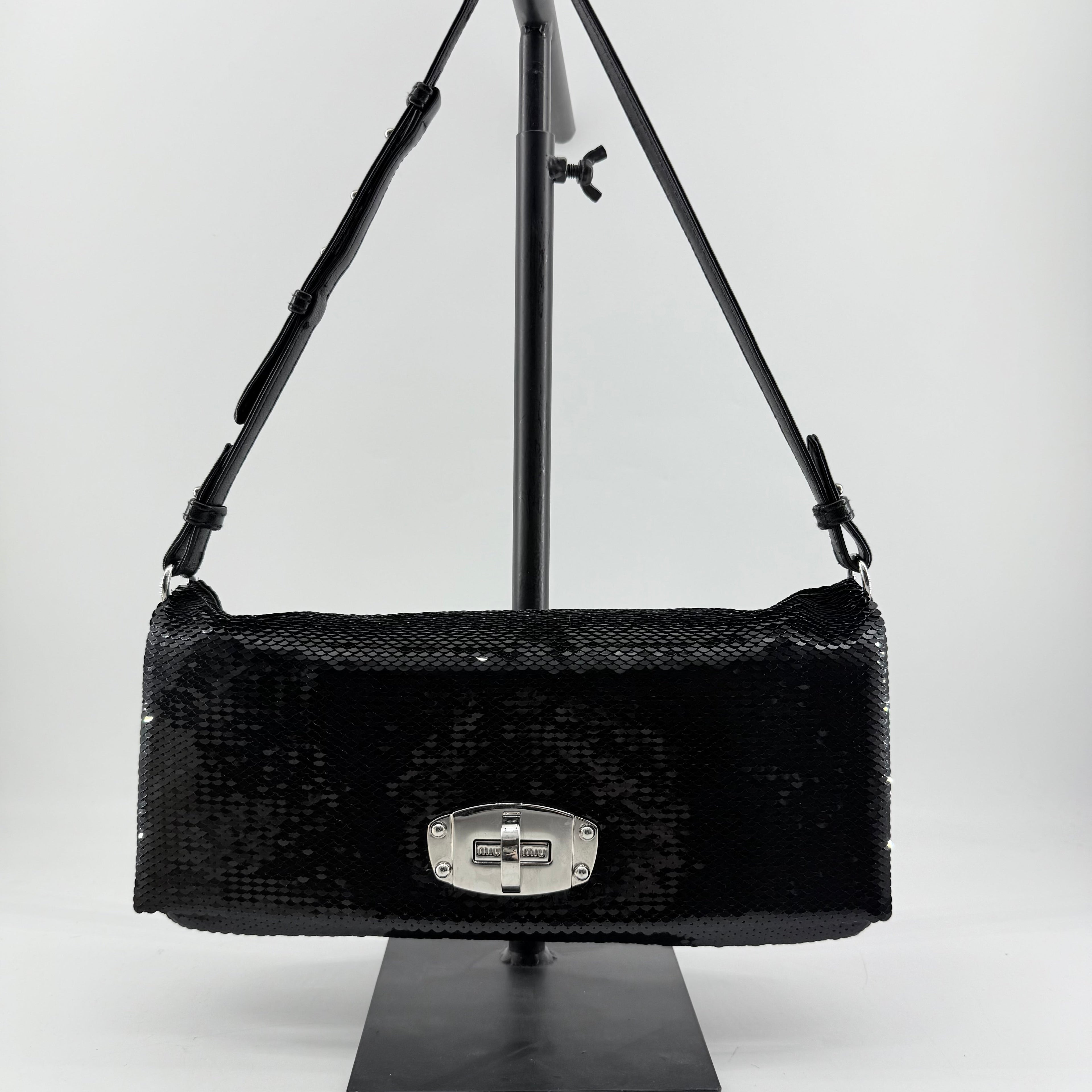 Miu Miu Black Embellished Shoulder Bag