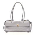 Grained Calfskin Stitched Urban Essentials Small Shopping Bag Grey