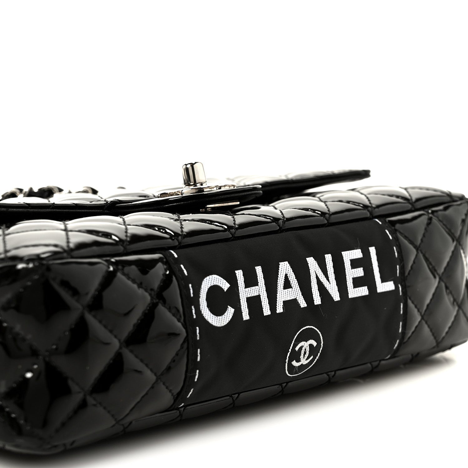 Patent Quilted Secret Label Medium Flap Black