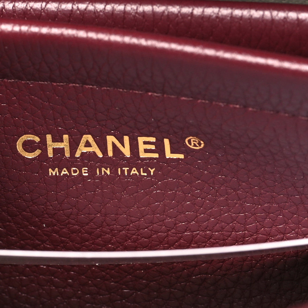 Grained Calfskin Stitched Urban Essentials Small Shopping Bag Burgundy