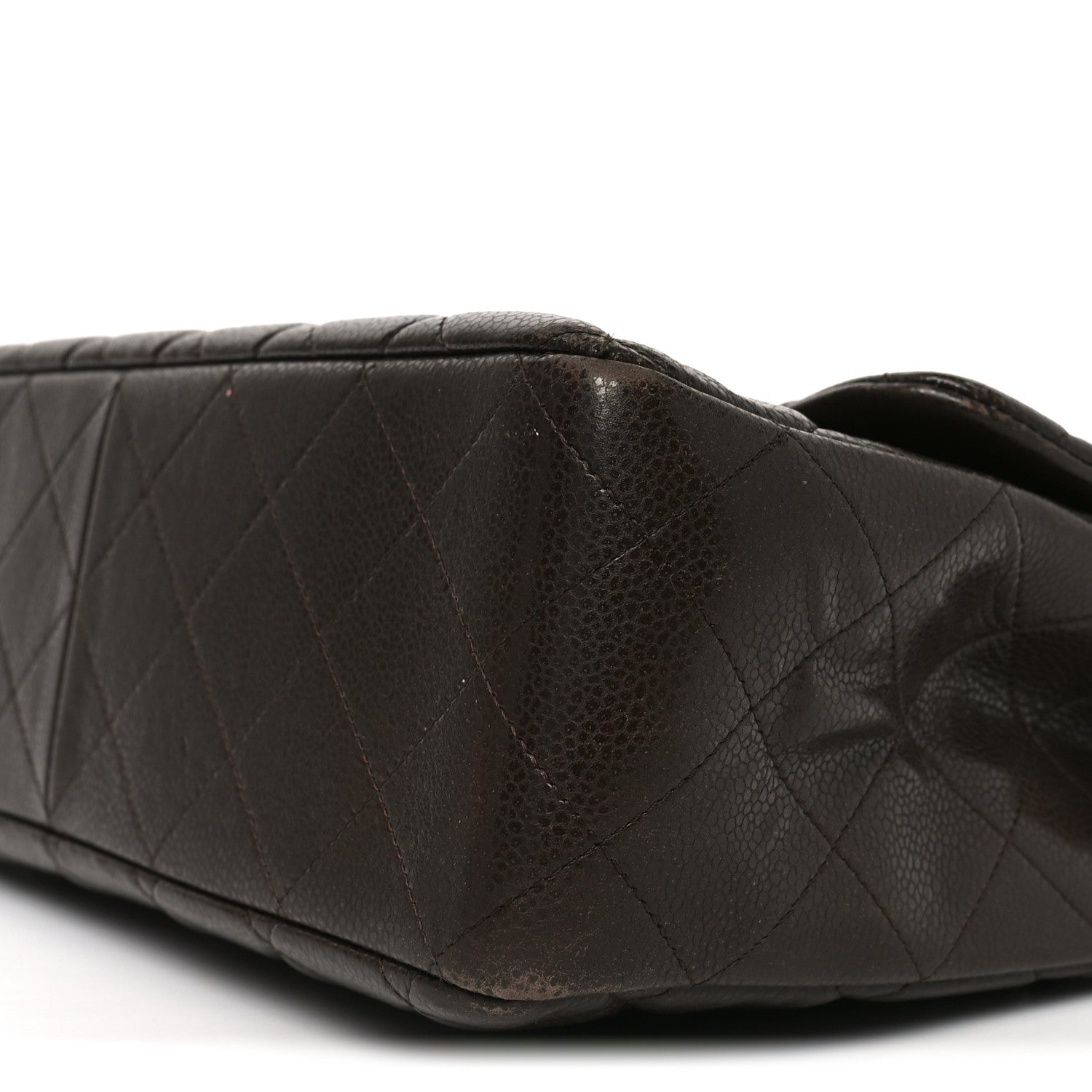 Caviar Quilted Jumbo Single Flap Dark Brown