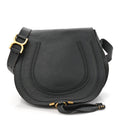 Grained Calfskin Medium Marcie Saddle Bag Iron Grey