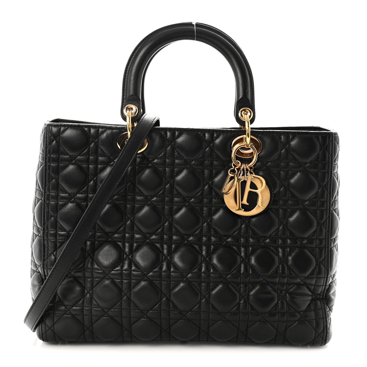 Lambskin Cannage Large Lady Dior Black