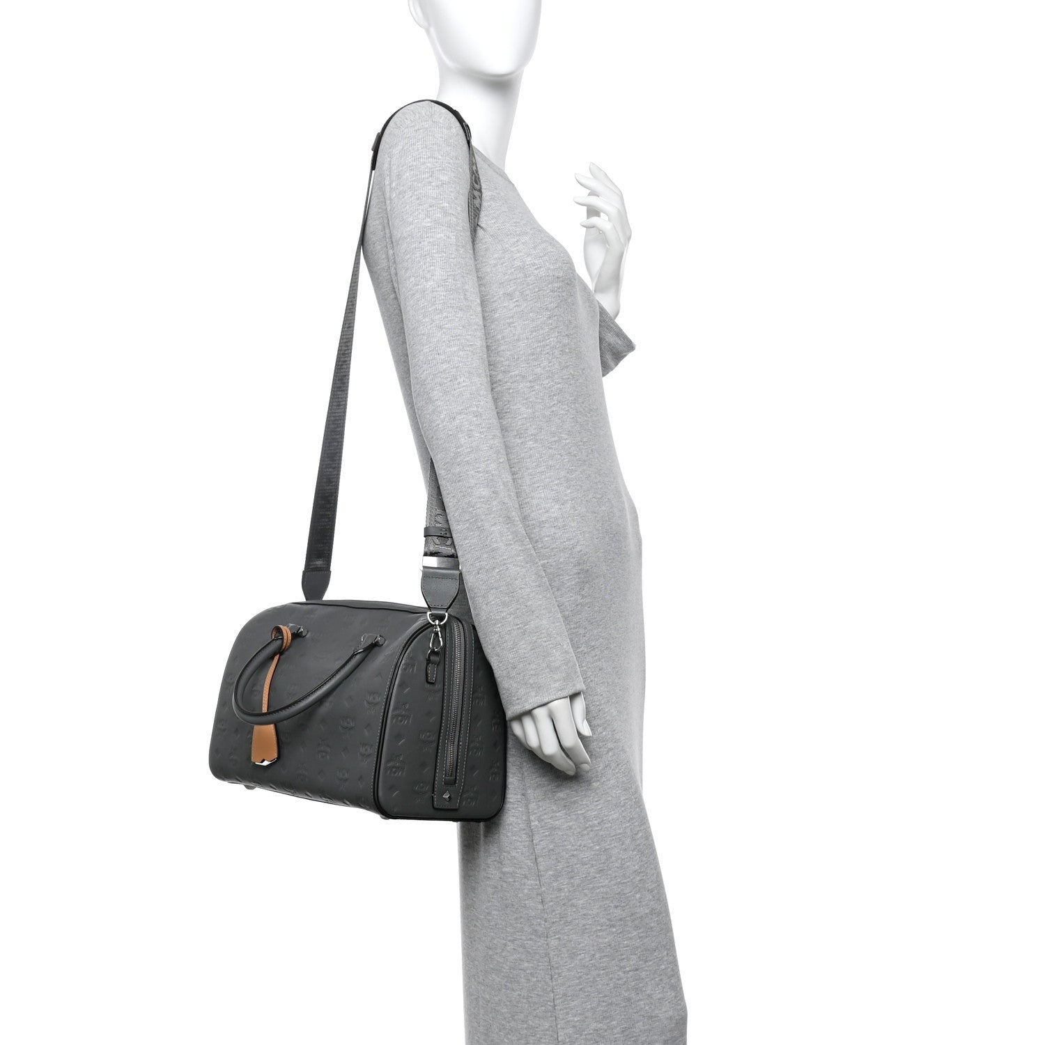 Calfskin Ottomar Monogram Essential Boston Bag Grey