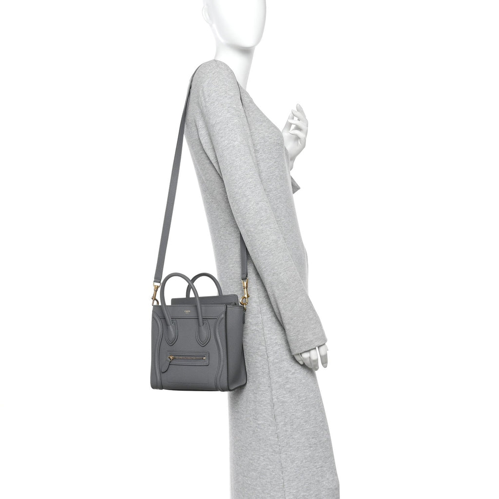 Drummed Calfskin Nano Luggage Kohl