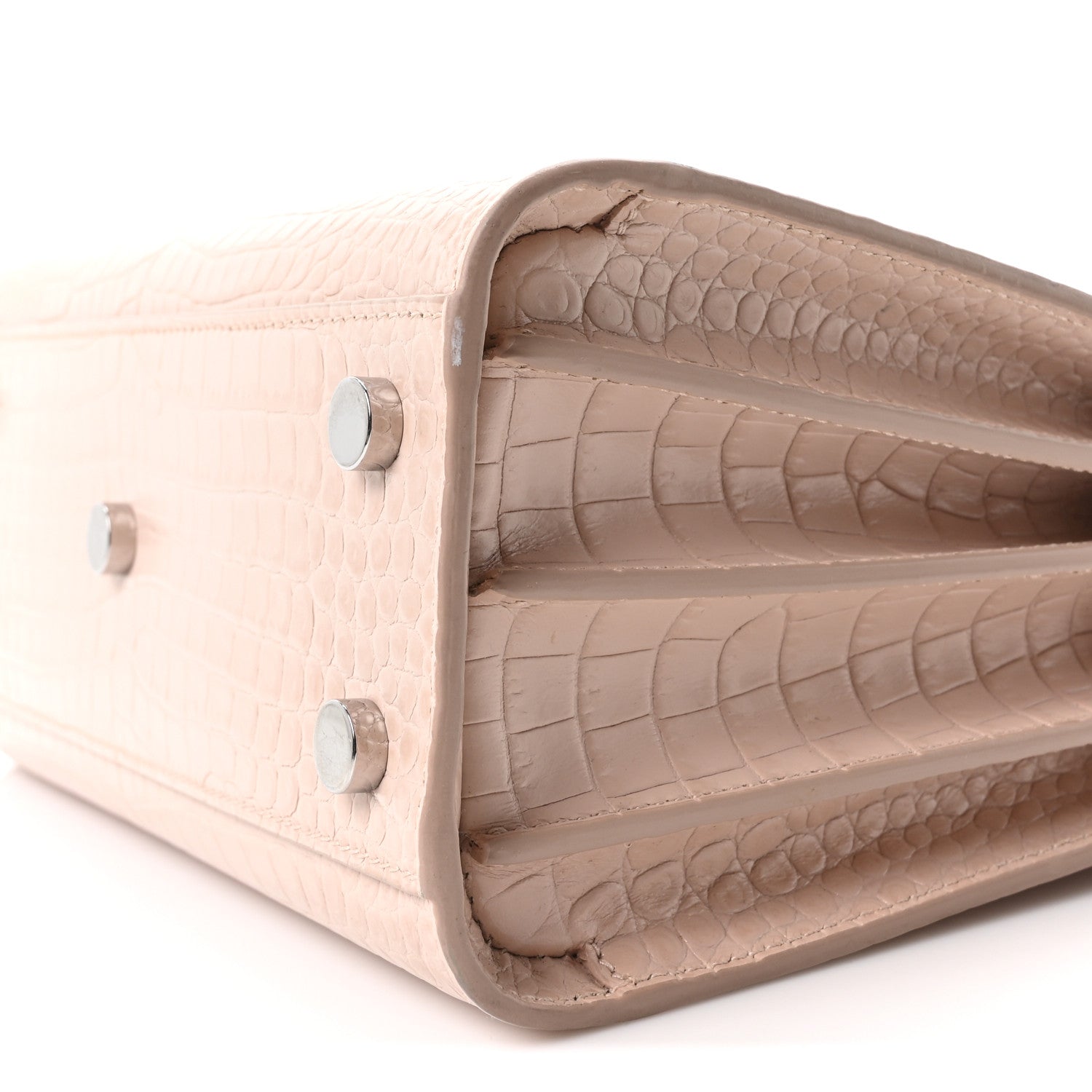 Calfskin Crocodile Embossed Nano Sac De Jour Marble Pink