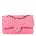Caviar Quilted Medium Double Flap Pink