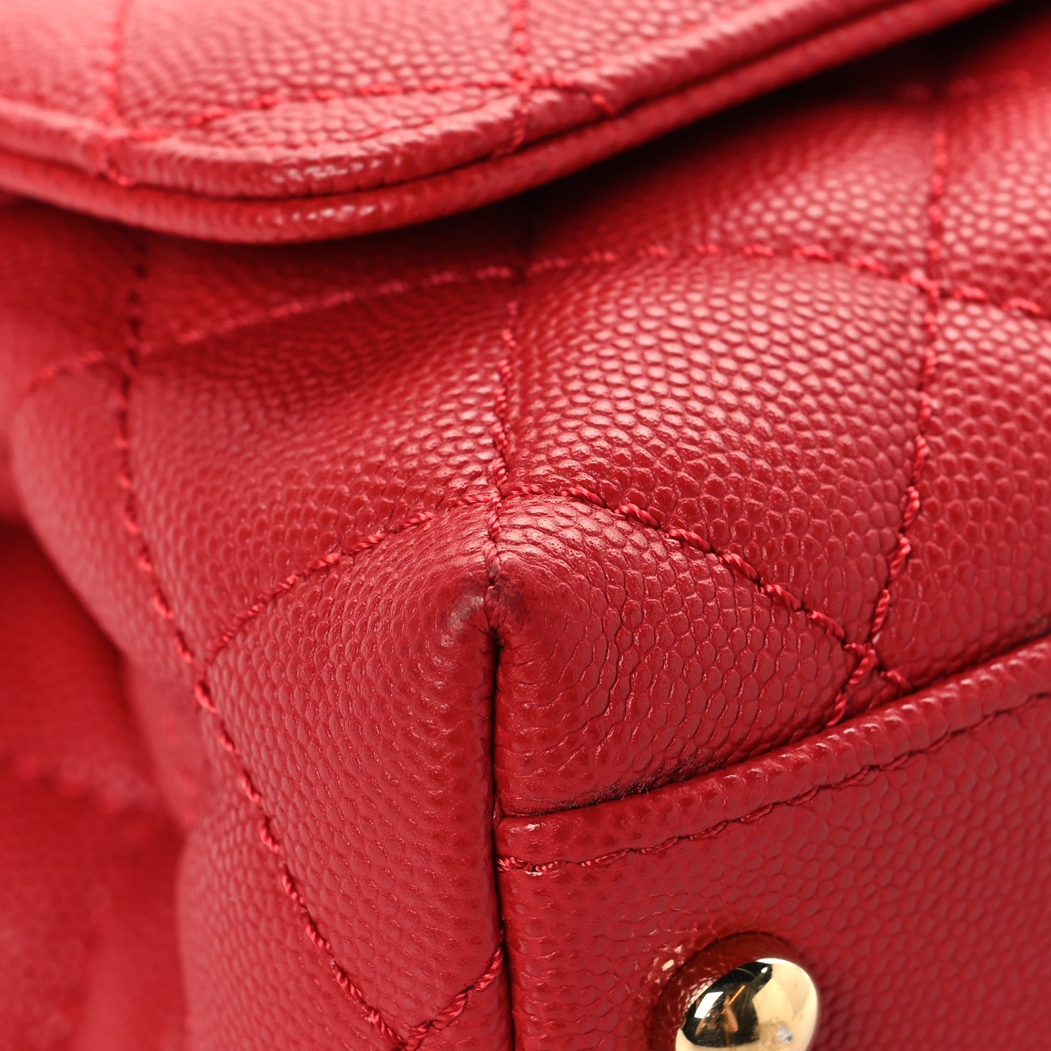 Caviar Lizard Embossed Quilted Extra Mini Coco Handle Flap Red