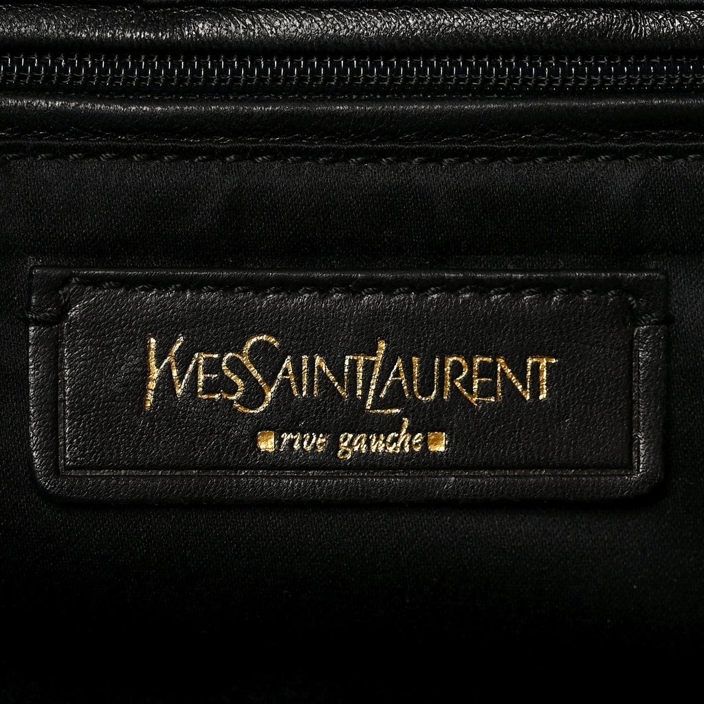 Textured Patent Y-Mail Tote Black