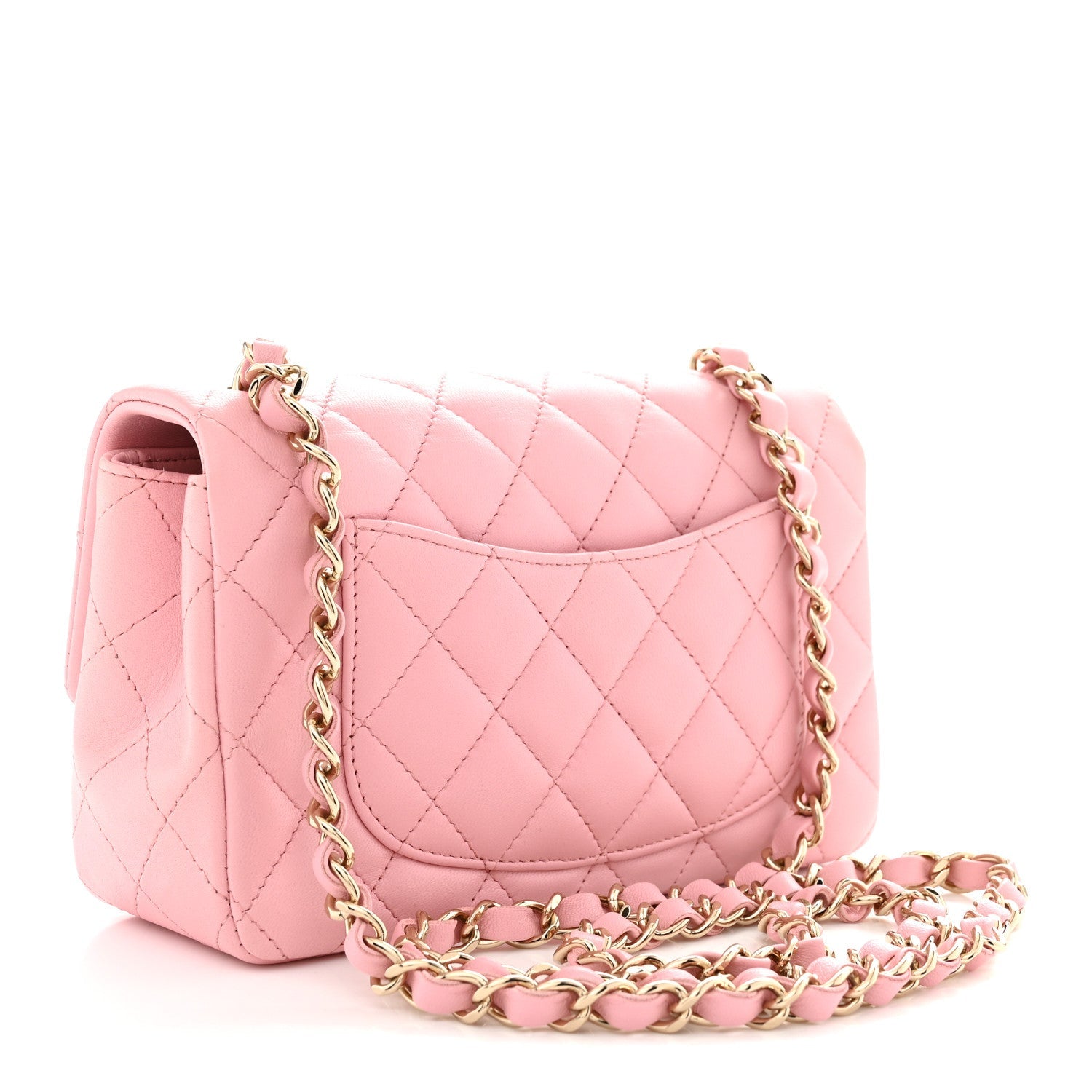 Lambskin Quilted Mini Rectangular Flap Pink