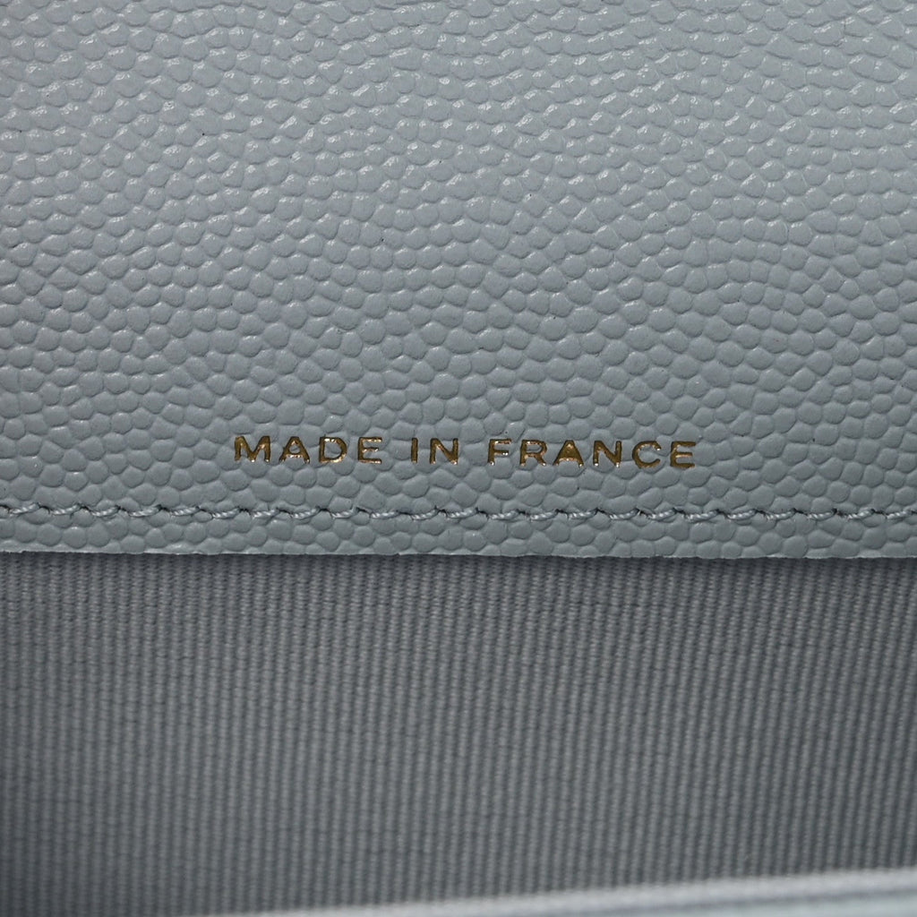 Caviar Quilted Flap Card Holder Wallet Light Blue