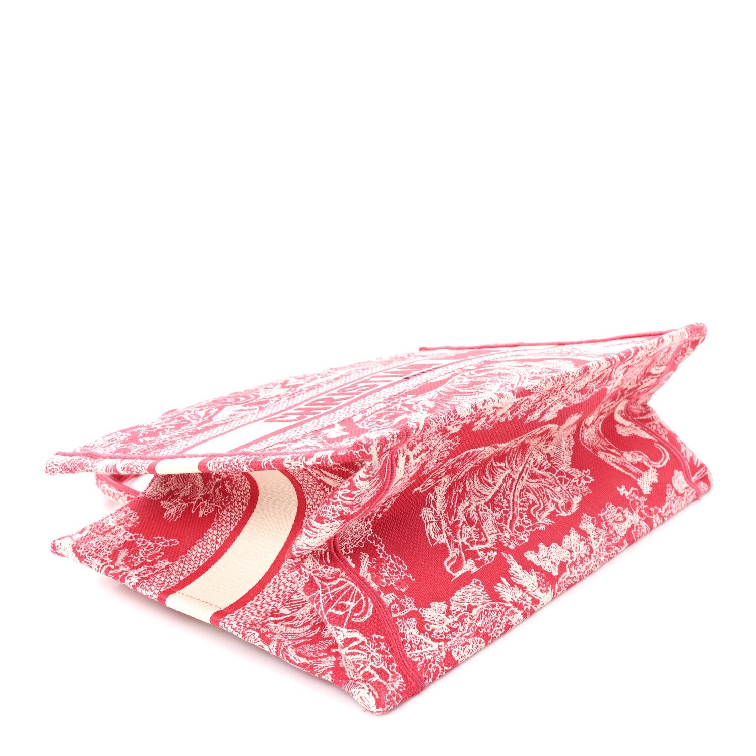 Canvas Embroidered Medium Dioriviera Toile De Jouy Book Tote Raspberry