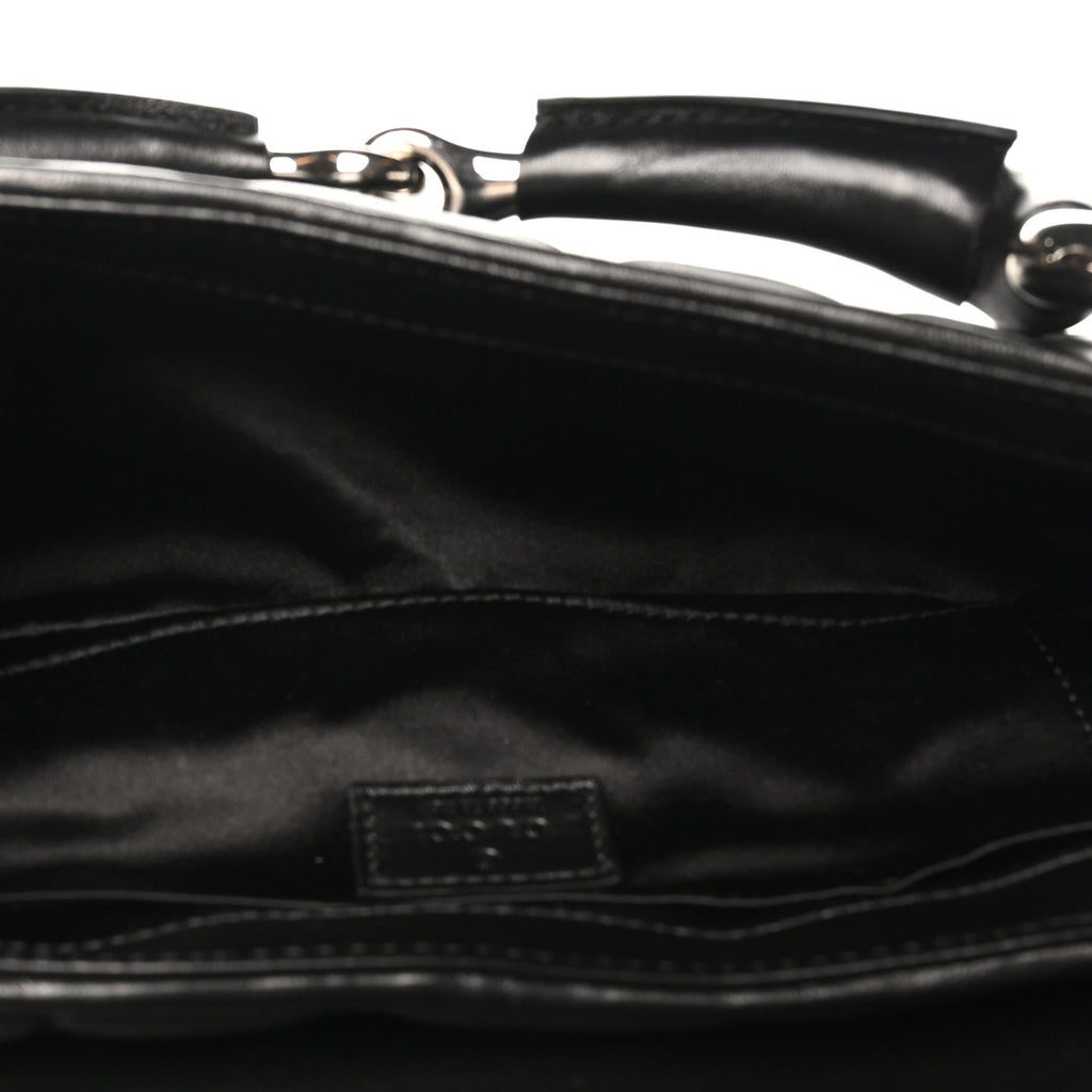 Nappa Vertical Matelasse Medium Maxi Horsebit Chain Shoulder Bag Black