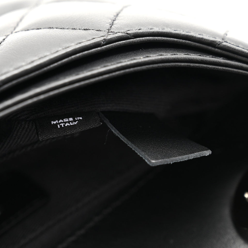 Calfskin Quilted CC Uniform Flap Belt Bag Black