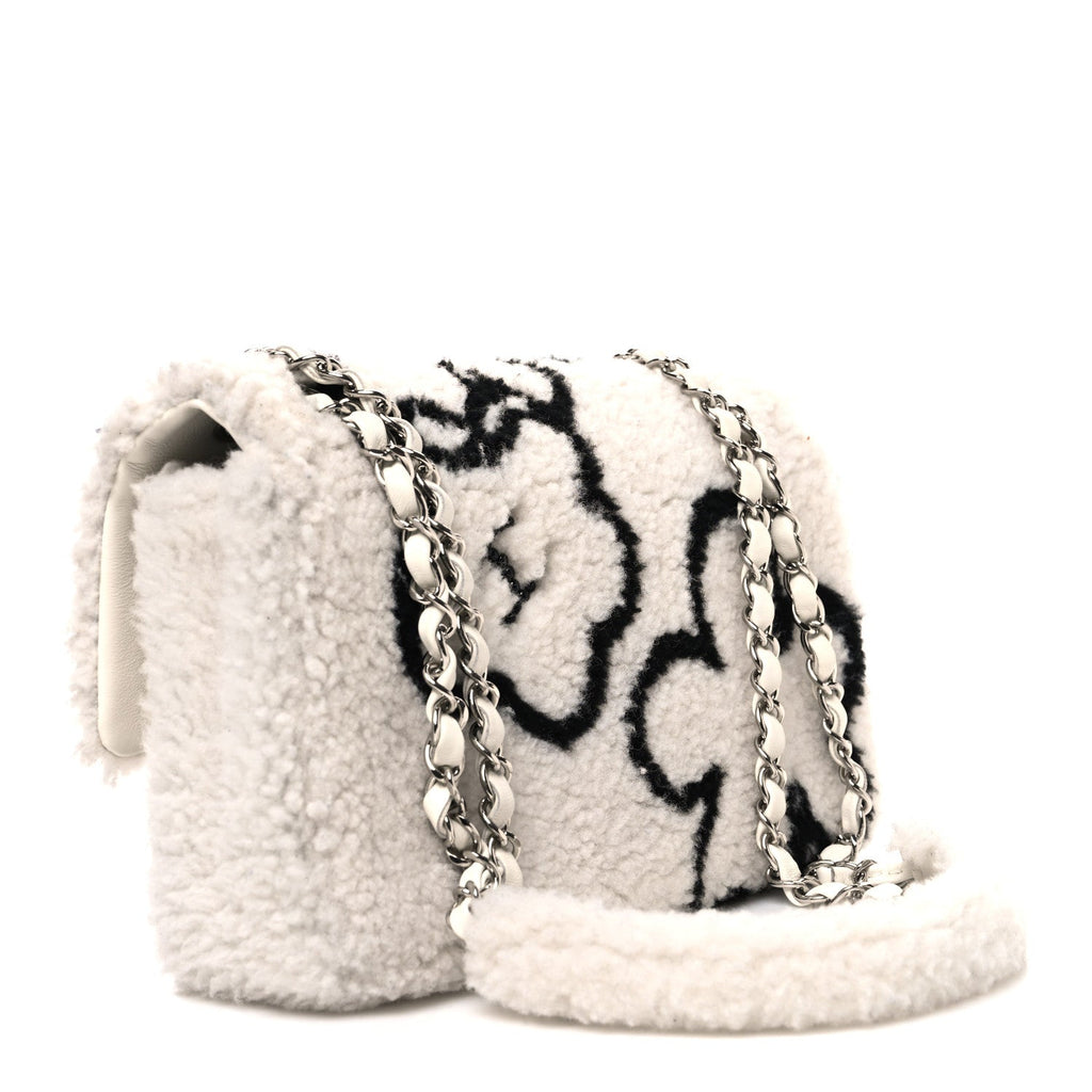 Wool Shearling Medium Single Flap White Black