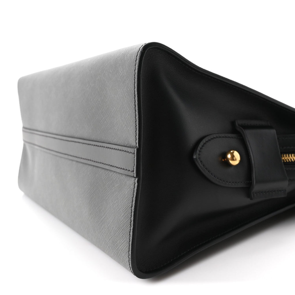 Saffiano City Calfskin Medium Esplanade Tote Mercurio Black
