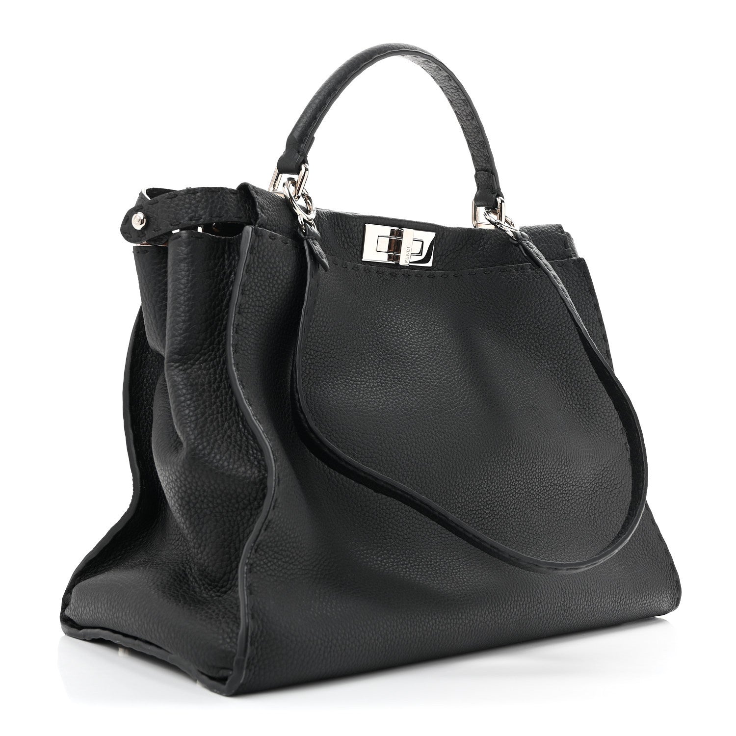Cuoio Romano Selleria Bi-Color Large Peekaboo Iconic Satchel Black Mou