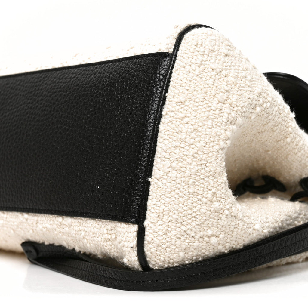 Grained Calfskin Boucle Urban Essentials Small Shopping Bag Black Ivory