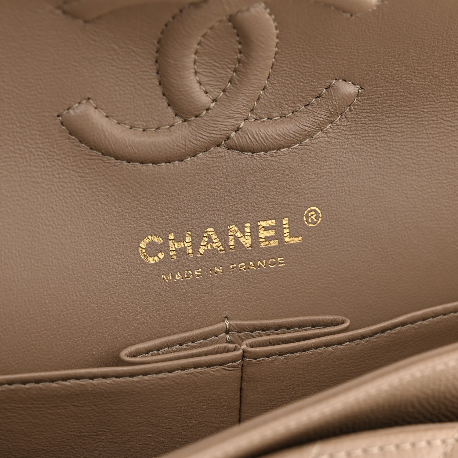 Caviar Quilted Small Double Flap Dark Beige