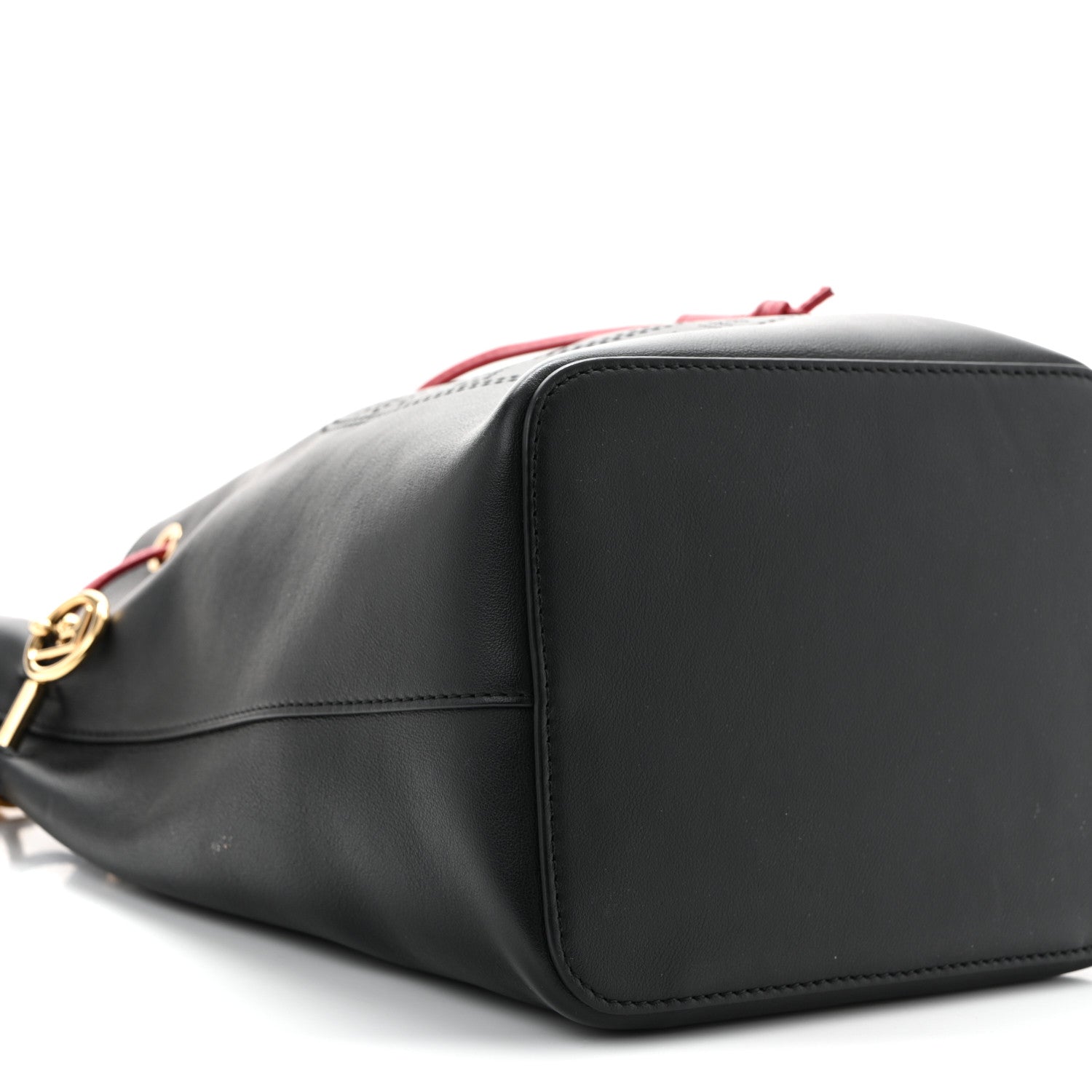 Vitello Grace F is Fendi Stamp Patch Perforated Small Mon Tresor Bucket Bag Black