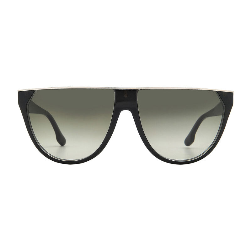 Victoria Beckham Sunglasses Rectangle Full Rim, Metallic Forced Green Frame and Smoke Gradient Lens VB682S305