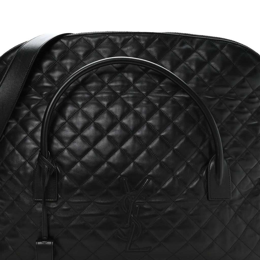 Calfskin Quilted ES Giant Travel Bag Black