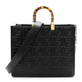 Vitello Plexiglass FF Embossed Medium Fendi Sunshine Shopper Tote Black