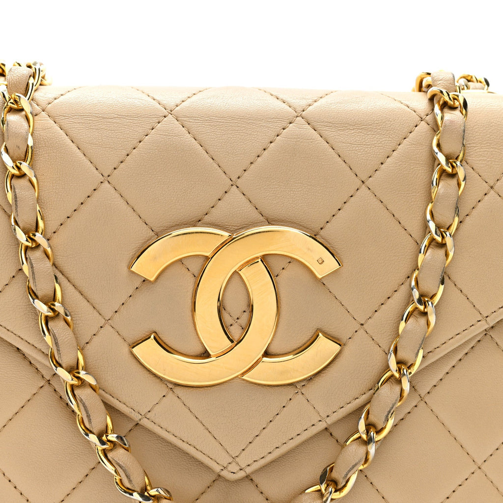 Lambskin Quilted Envelope Flap Beige