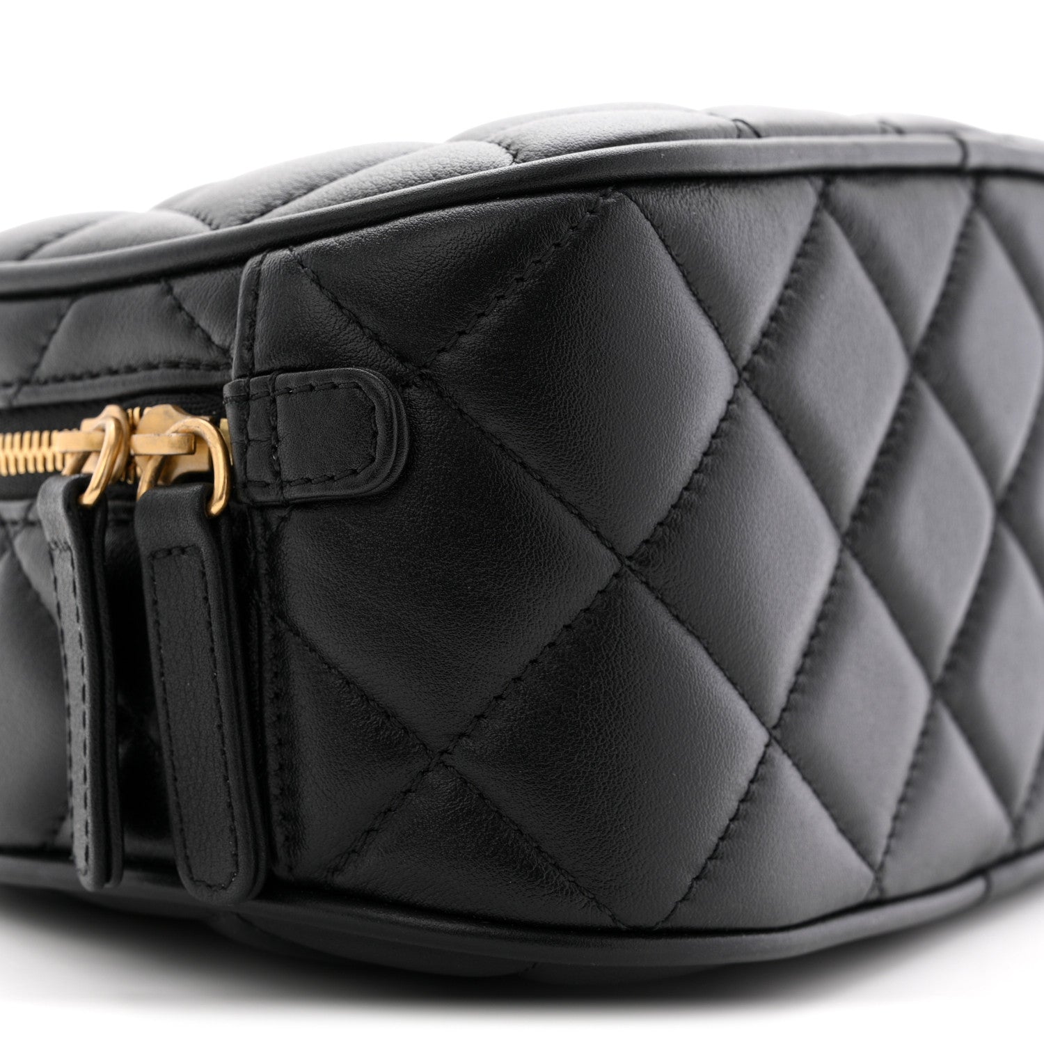 Lambskin Quilted Top Handle Mini Bowling Bag Black