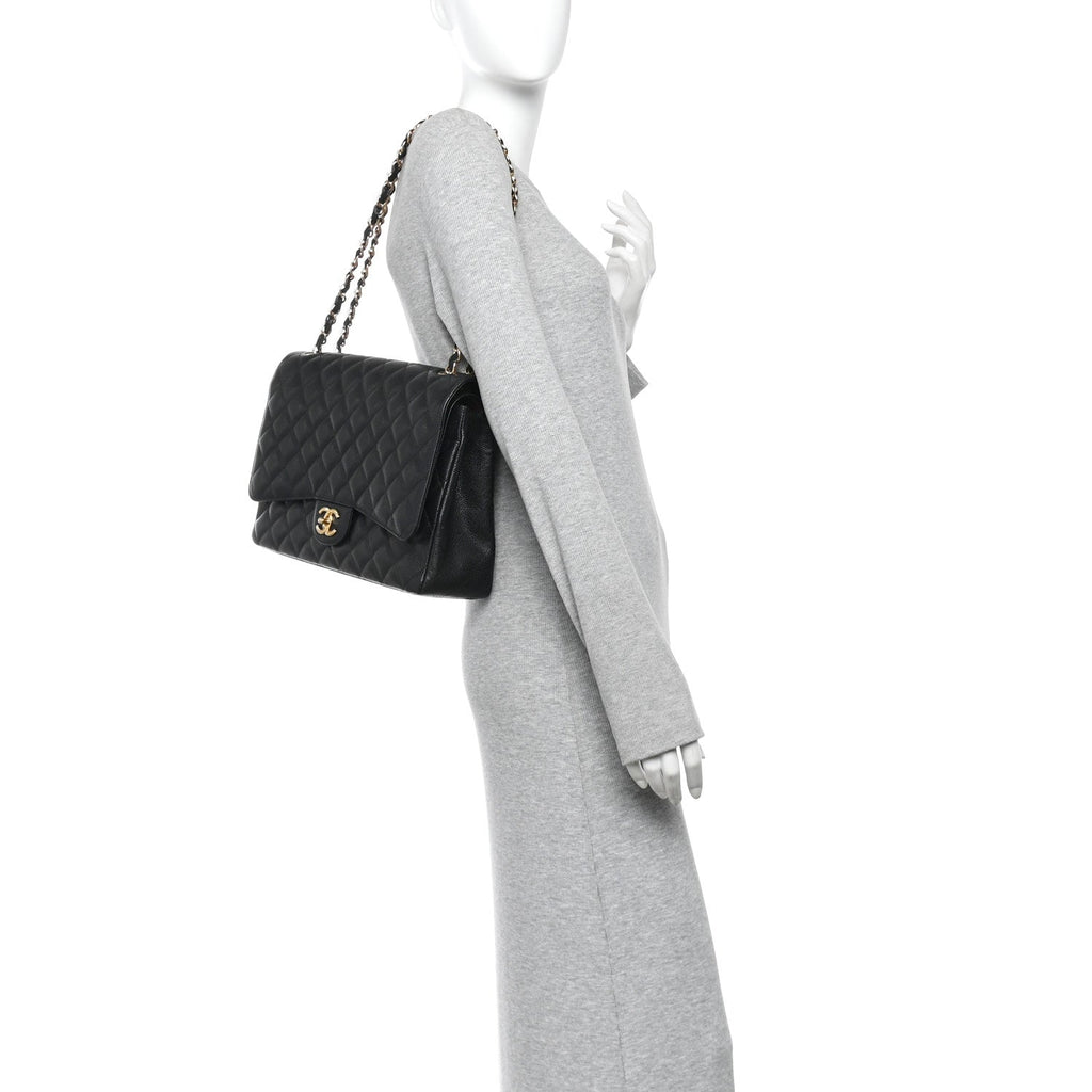 Caviar Quilted Maxi Double Flap Black