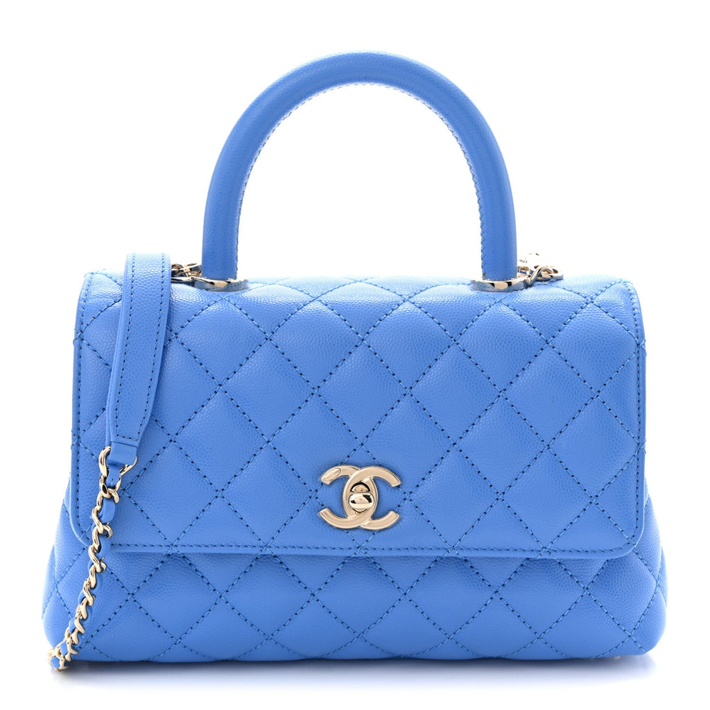 Caviar Quilted Mini Coco Handle Flap Blue