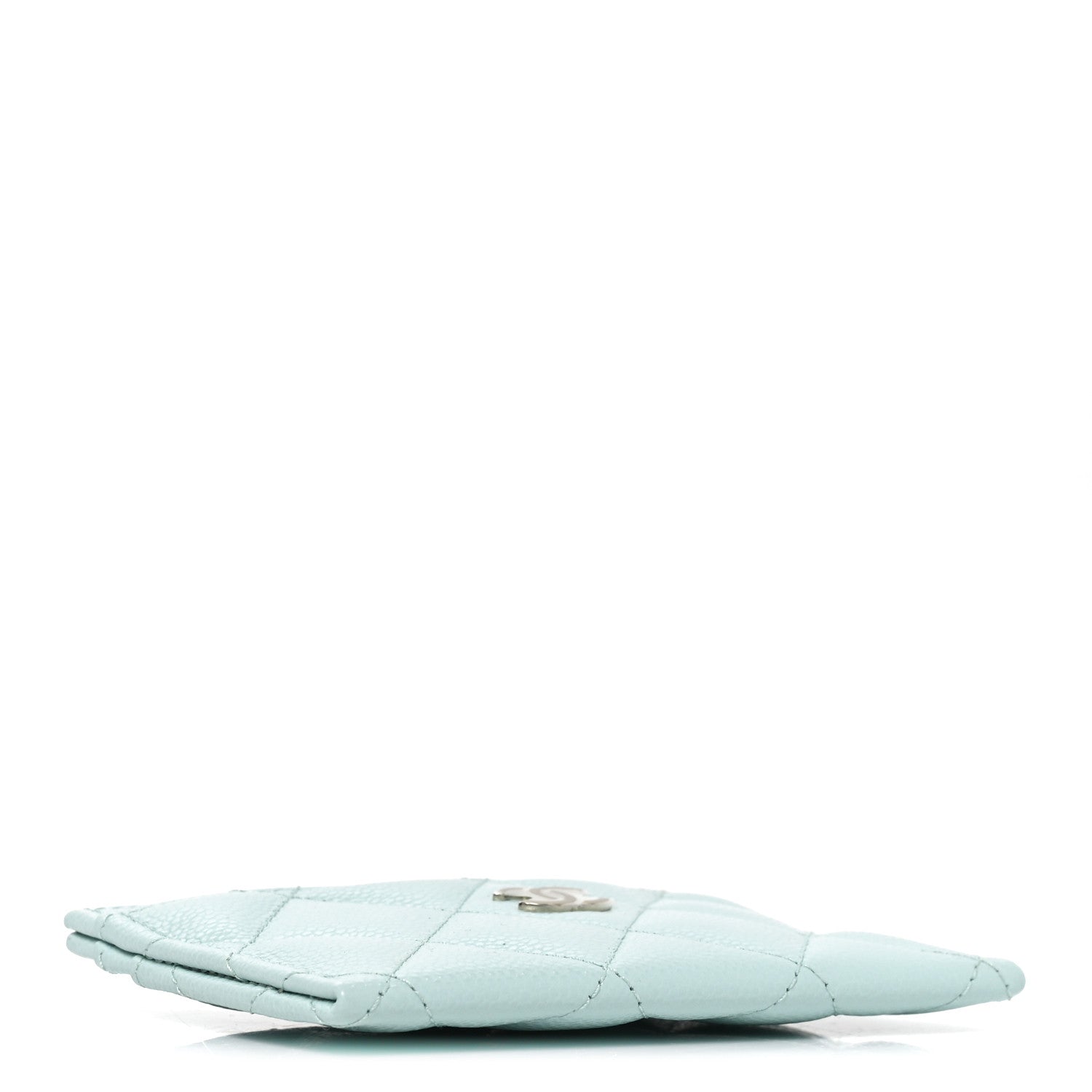 Caviar Quilted Card Holder Light Blue