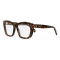 Celine Eyeglasses Butterfly Full Rim, Shiny Havana Frame and Clear Demo Lenses Lens CL50108I052