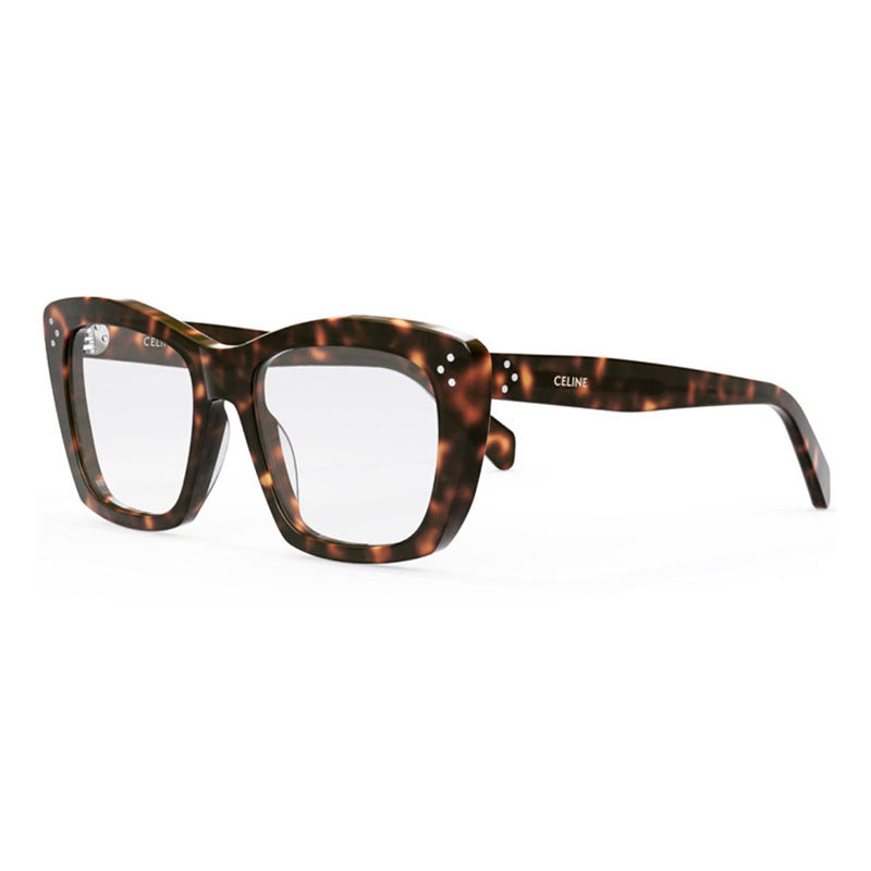 Celine Eyeglasses Butterfly Full Rim, Shiny Havana Frame and Clear Demo Lenses Lens CL50108I052
