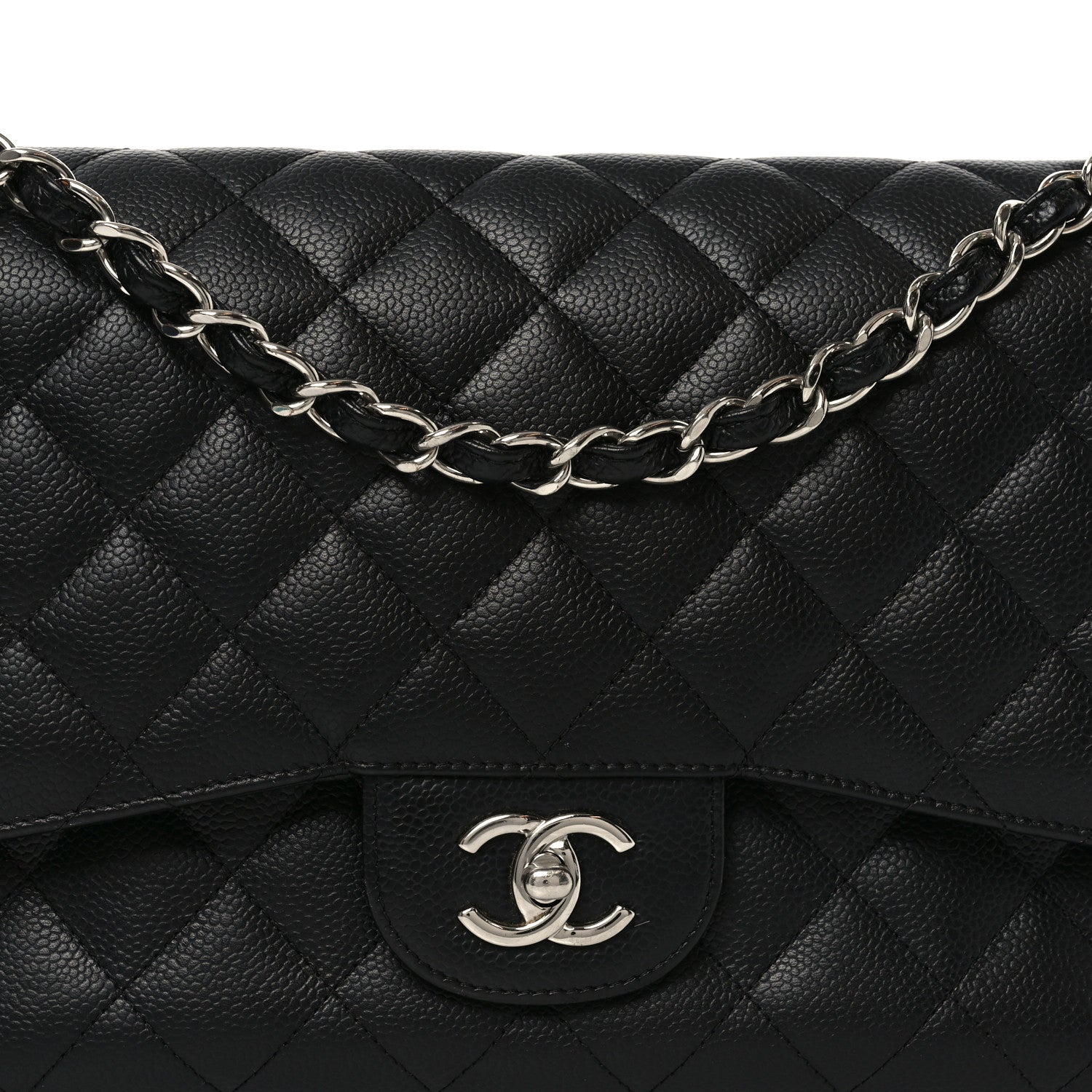 Caviar Quilted Jumbo Double Flap Black