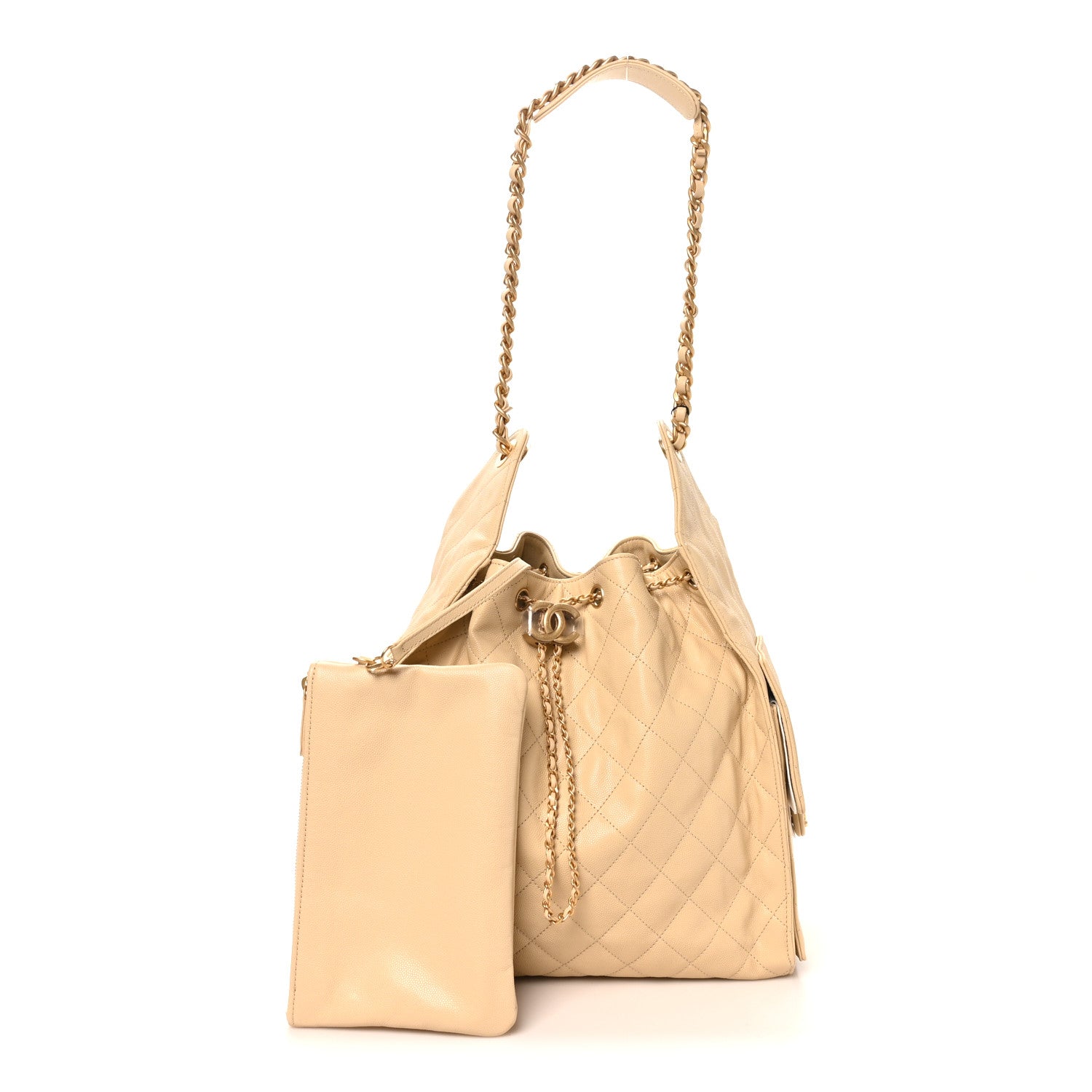Caviar Quilted Medium Chanel 25 Handbag Beige Beige