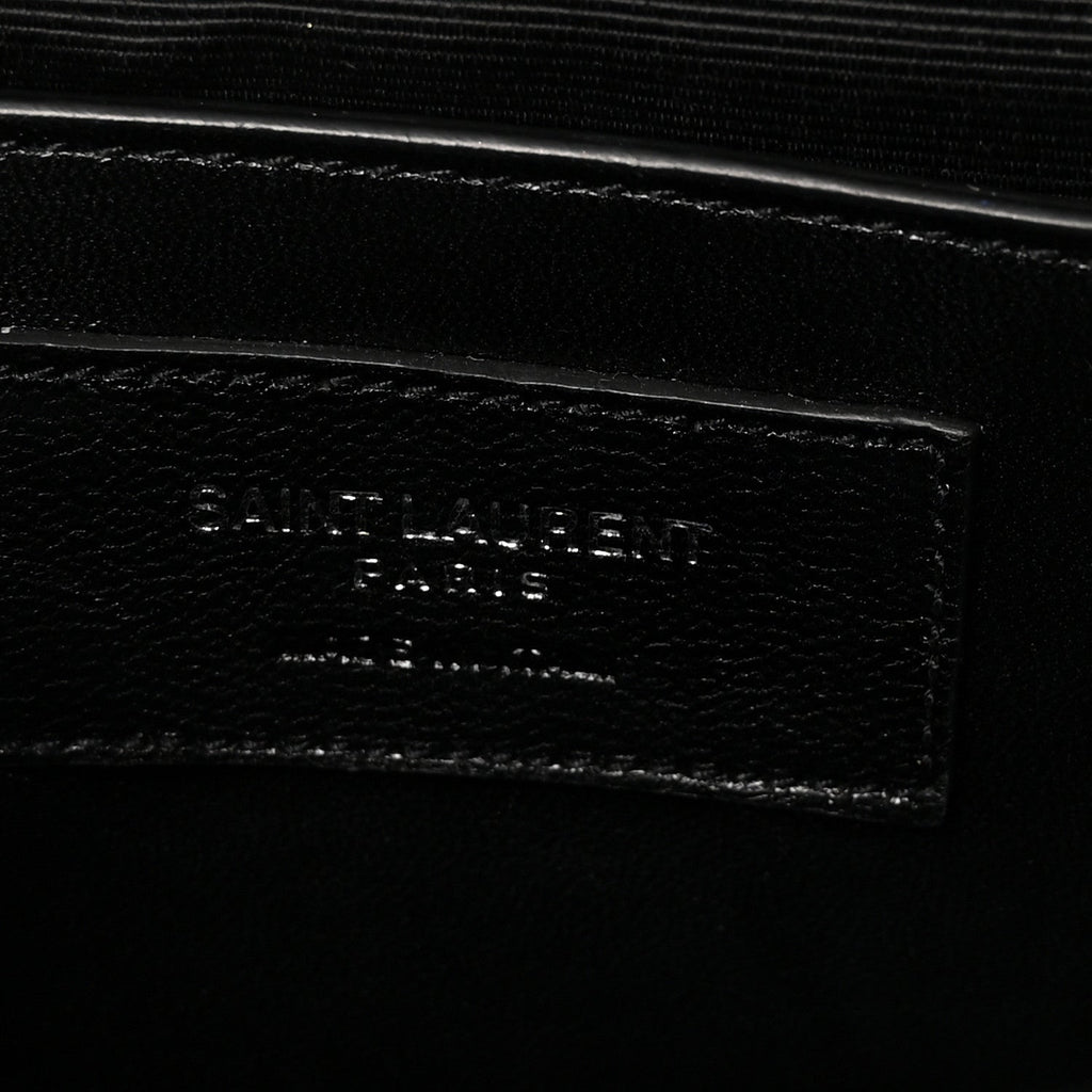 Calfskin Crocodile Embossed Small Classic Monogram Kate Tassel Satchel Black