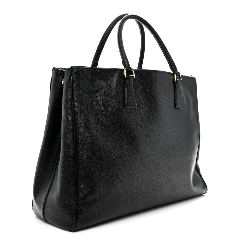Saffiano Lux Extra Large Galleria Double Zip Tote Black
