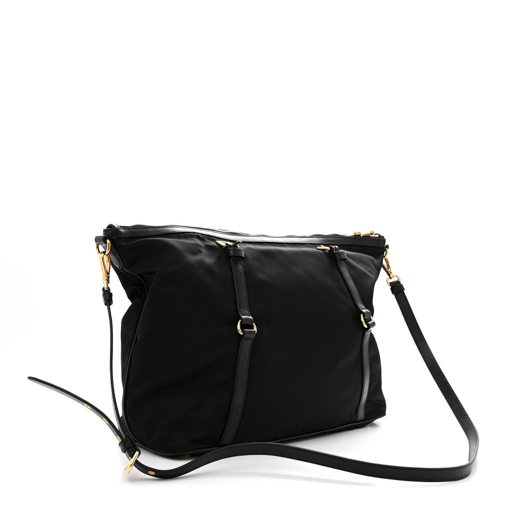 Saffiano Tessuto Nylon Shopping Tote Black