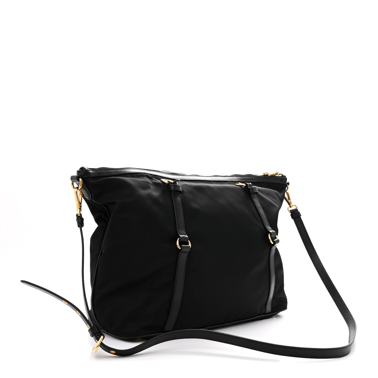 Saffiano Tessuto Nylon Shopping Tote Black