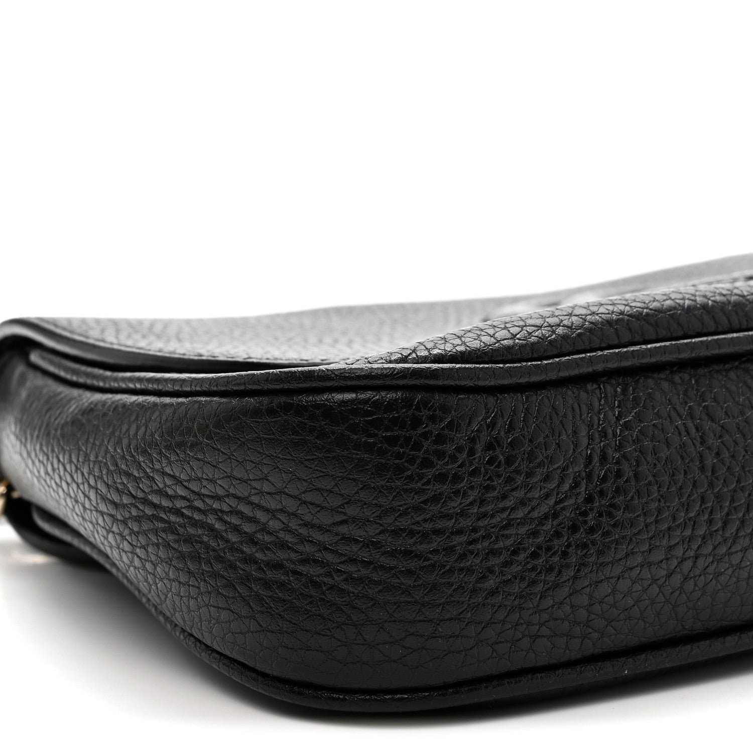 Pebbled Calfskin Medium Soho Flap Crossbody Black