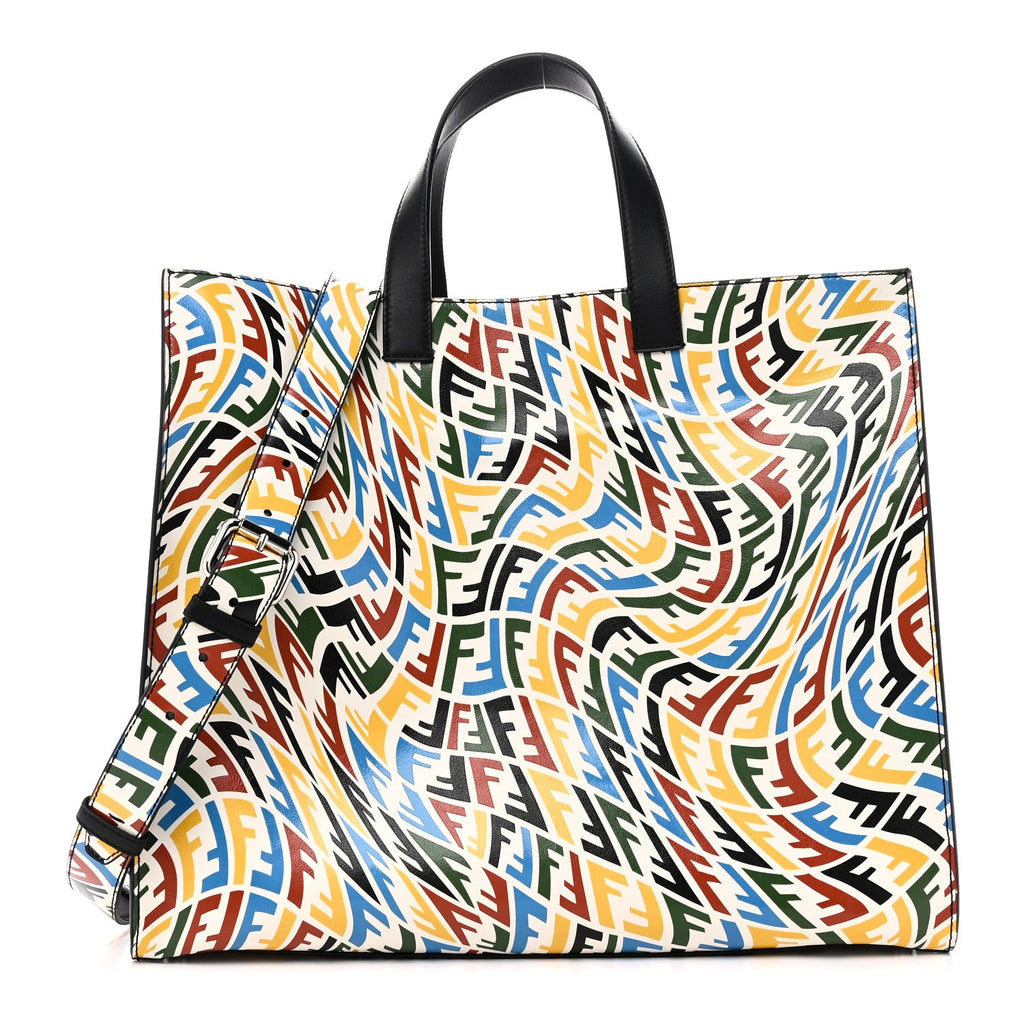 X SARAH COLEMAN Vitello Grace Light FF Vertigo Shopping Tote White Ice Multicolor