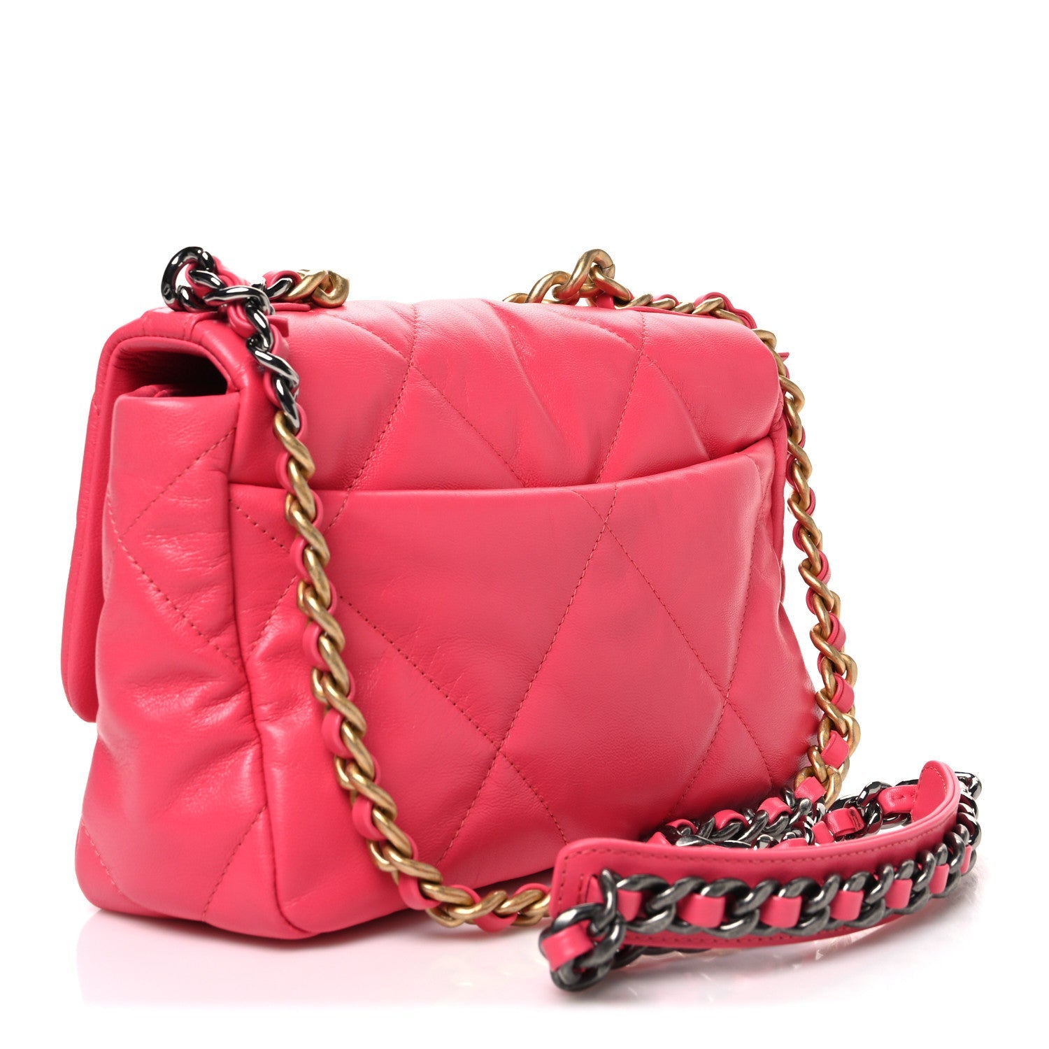 Goatskin Quilted Medium Chanel 19 Flap Pink