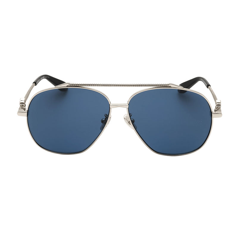 Roberto Cavalli Sunglasses Aviator Full Rim, Palladium Frame and Blue Lens SRC008V0579