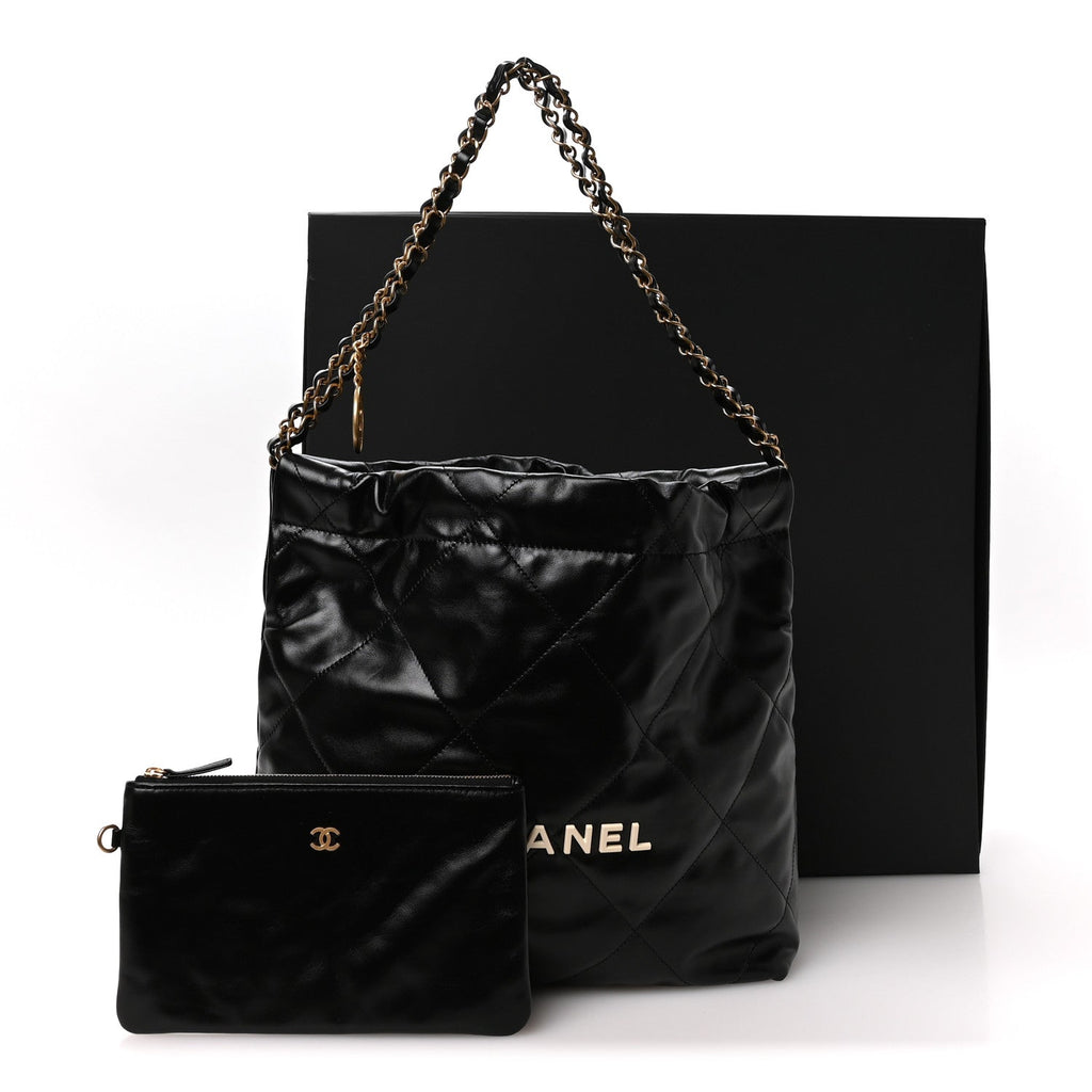 Calfskin Quilted Small Chanel 22 Black