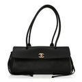 Grained Calfskin Stitched Urban Essentials Small Shopping Bag Black